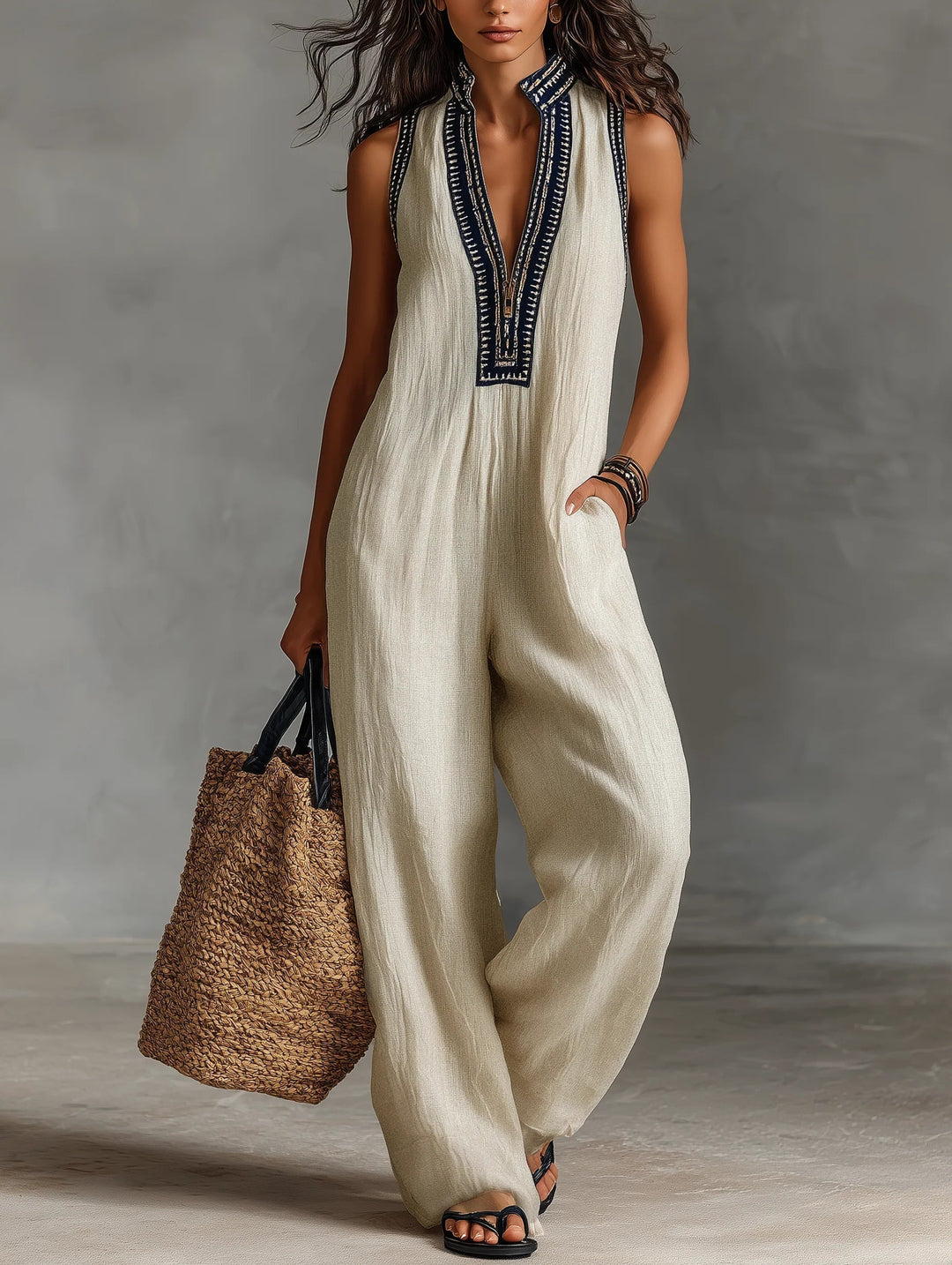 Fiona | Minimalist Sleeveless Zip Jumpsuit