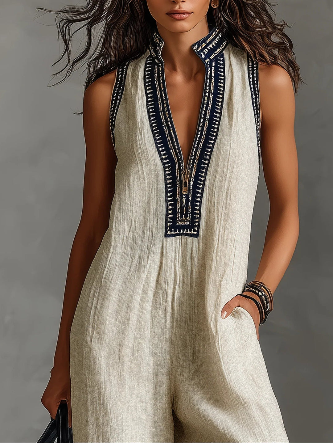 Fiona | Minimalist Sleeveless Zip Jumpsuit