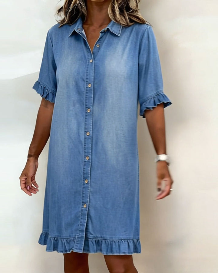 Vanessa | Comfortable Denim Dress with Flattering Ruching