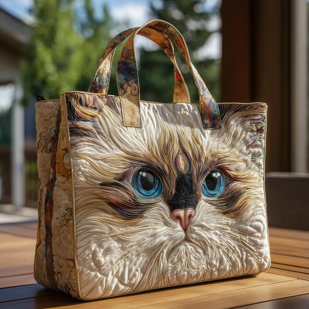 Harry | Artisanal White Cat Bag with Blue Eyes