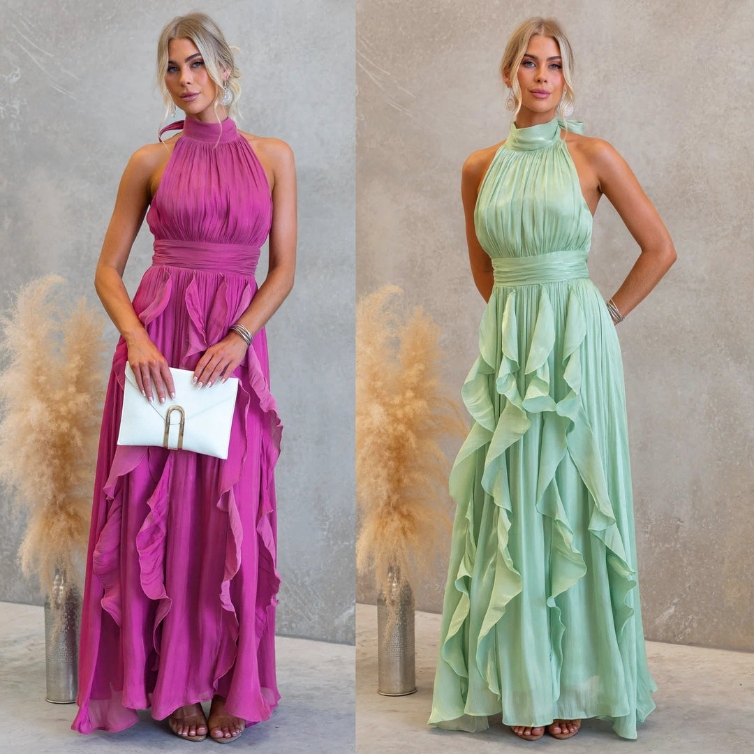Celestia | Ruffled Halter Maxi Dress