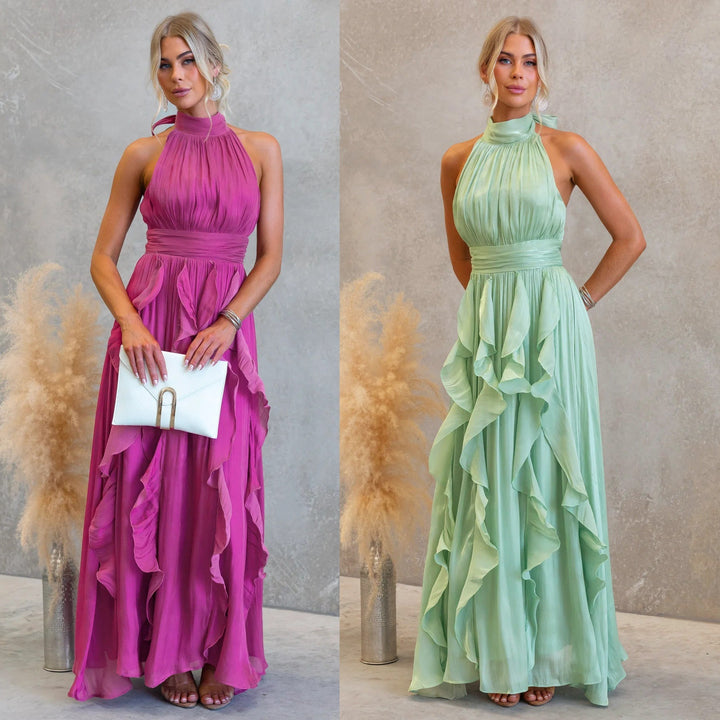 Celestia | Ruffled Halter Maxi Dress