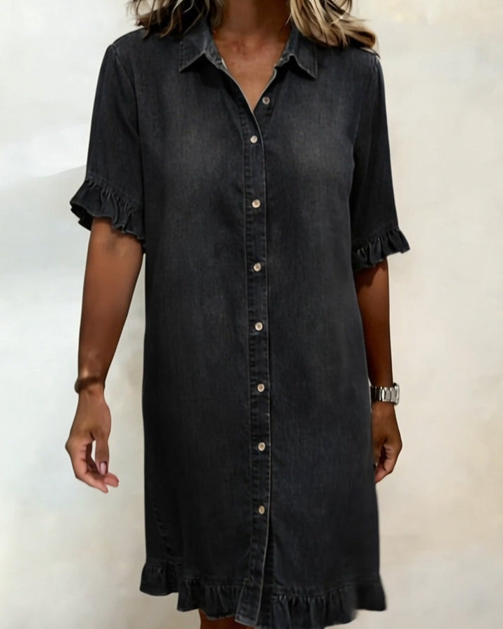 Vanessa | Comfortable Denim Dress with Flattering Ruching
