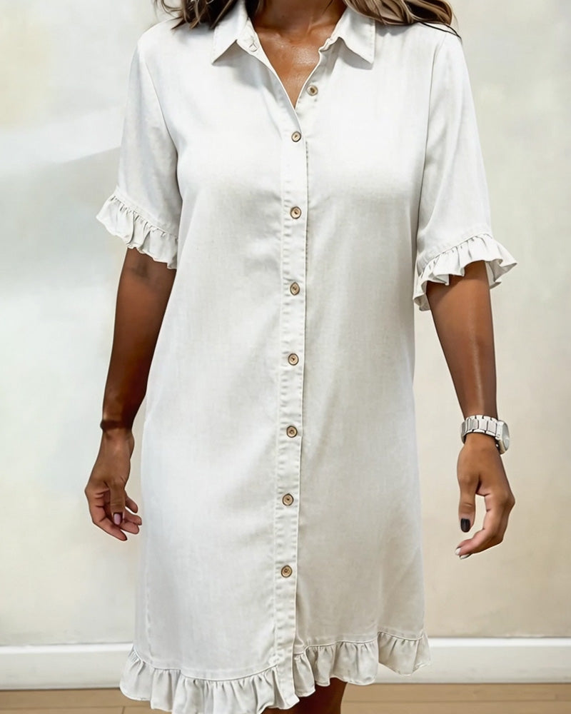 Vanessa | Comfortable Denim Dress with Flattering Ruching