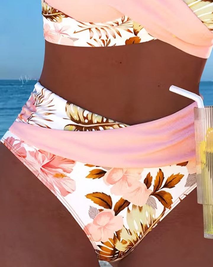 Angie | Bikini with Contrasting Floral Pattern and Slit