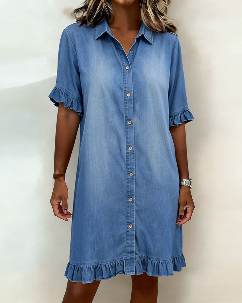 Veronica | Comfortable Denim Dress with Flattering Rubbing