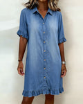 Veronica | Comfortable Denim Dress with Flattering Rubbing