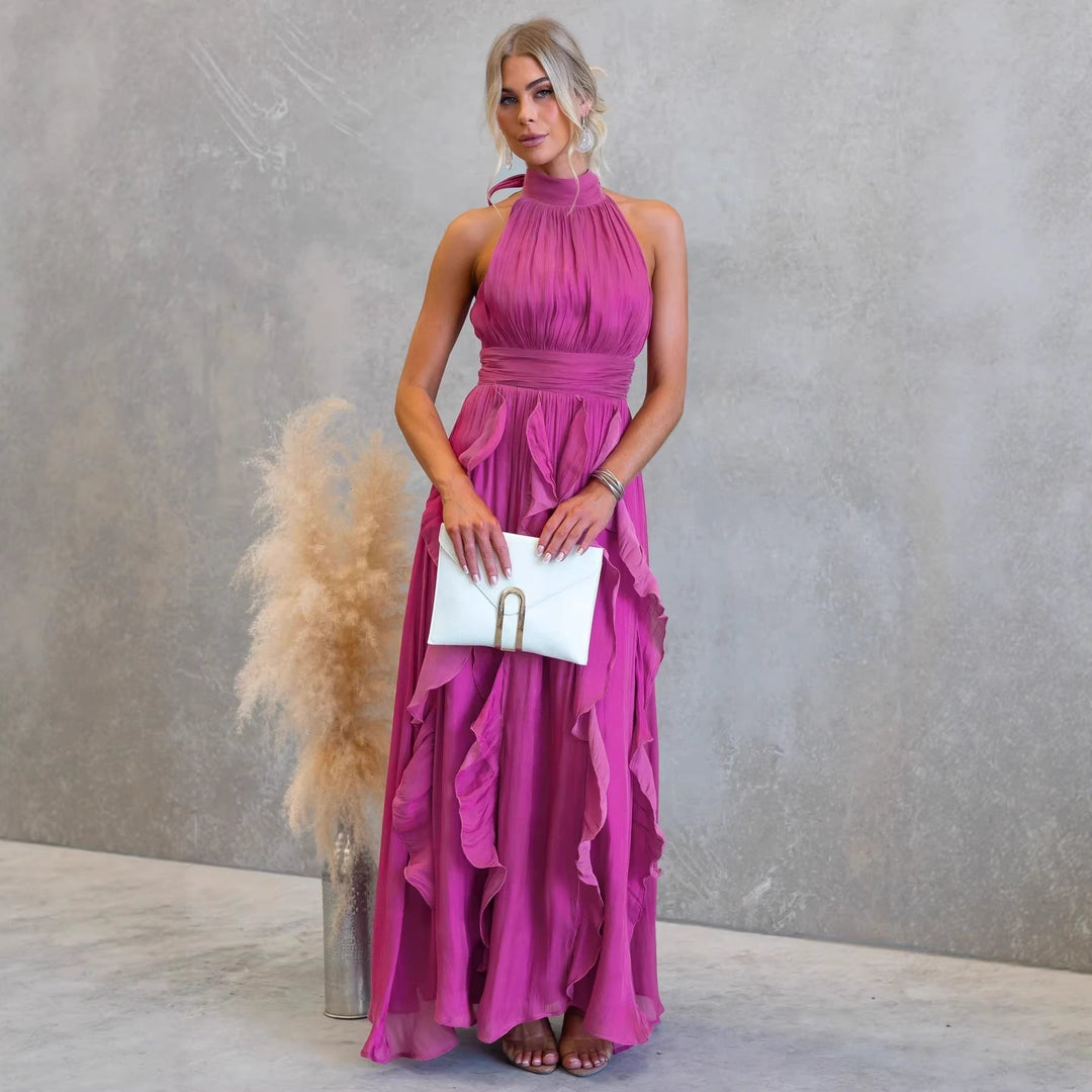 Celestia | Ruffled Halter Maxi Dress