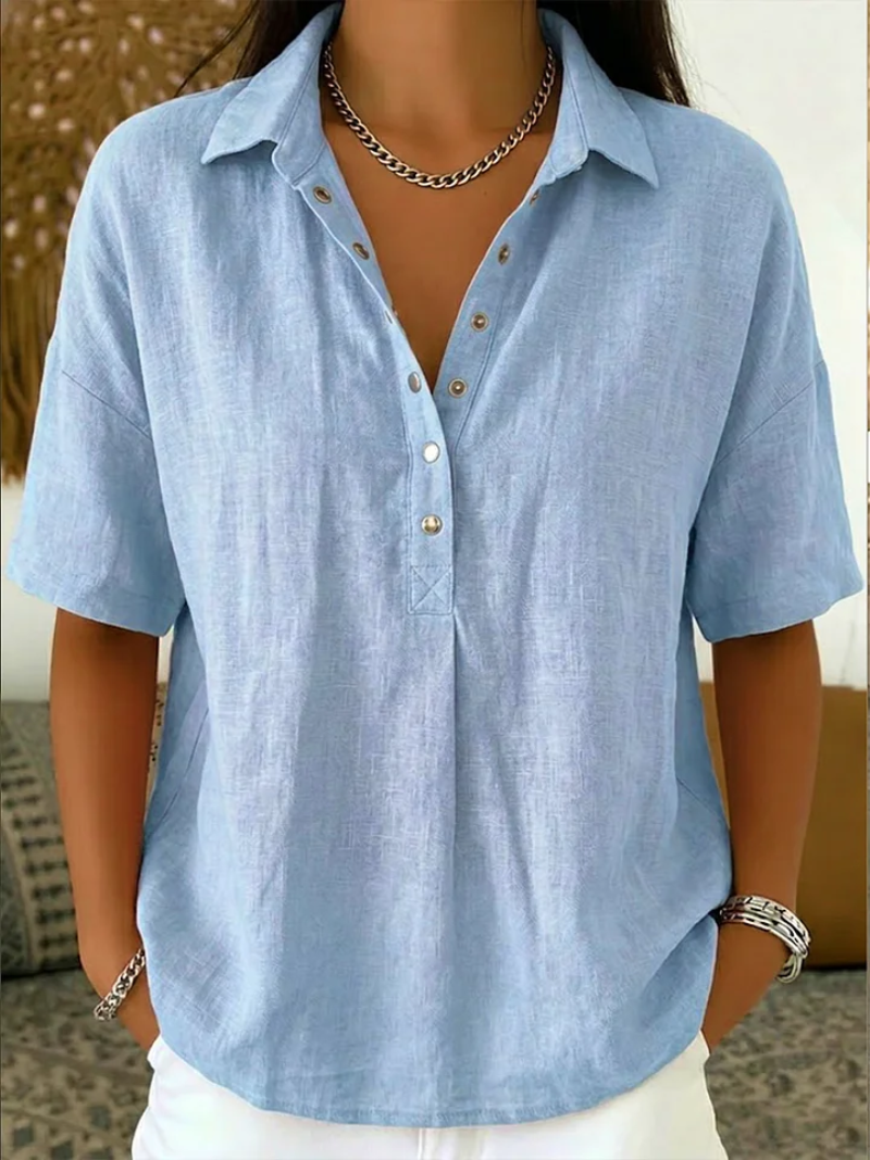 Therese | Elegant Blouse with Collar and Button Detail