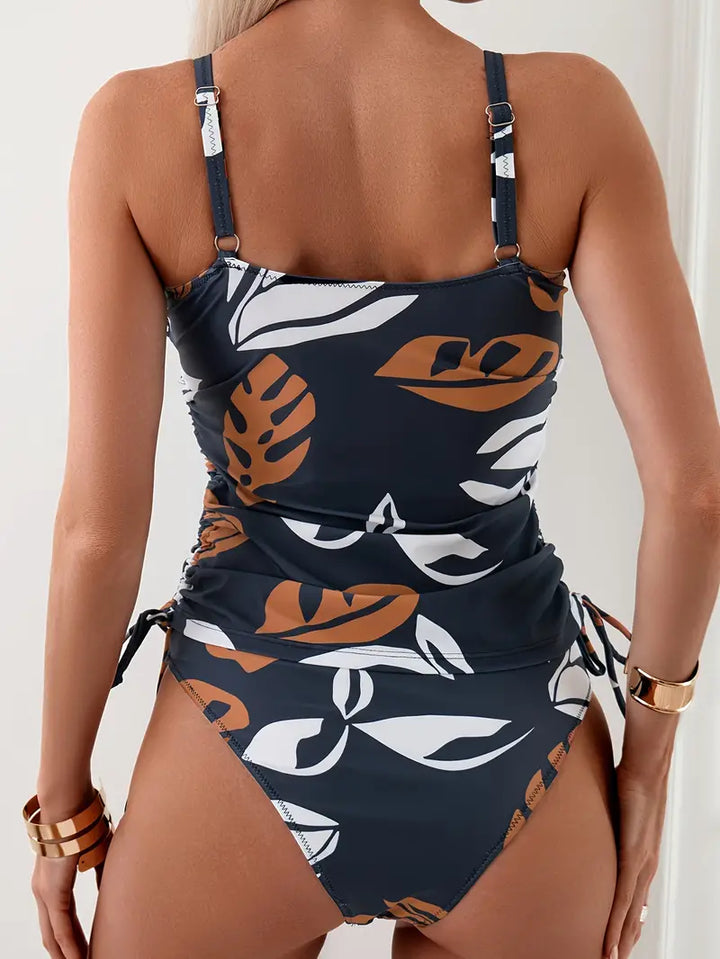 Isla | Tankini Set with Tropical Leaf Print