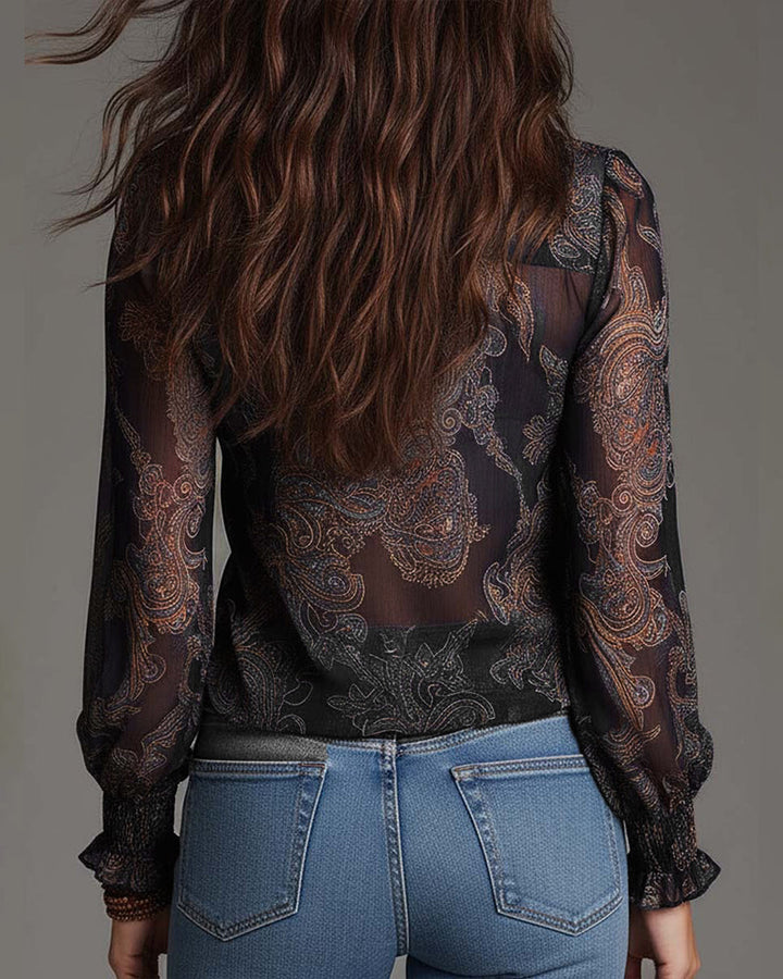 Katie | Refined Blouse with Half-Zip and Ruffles
