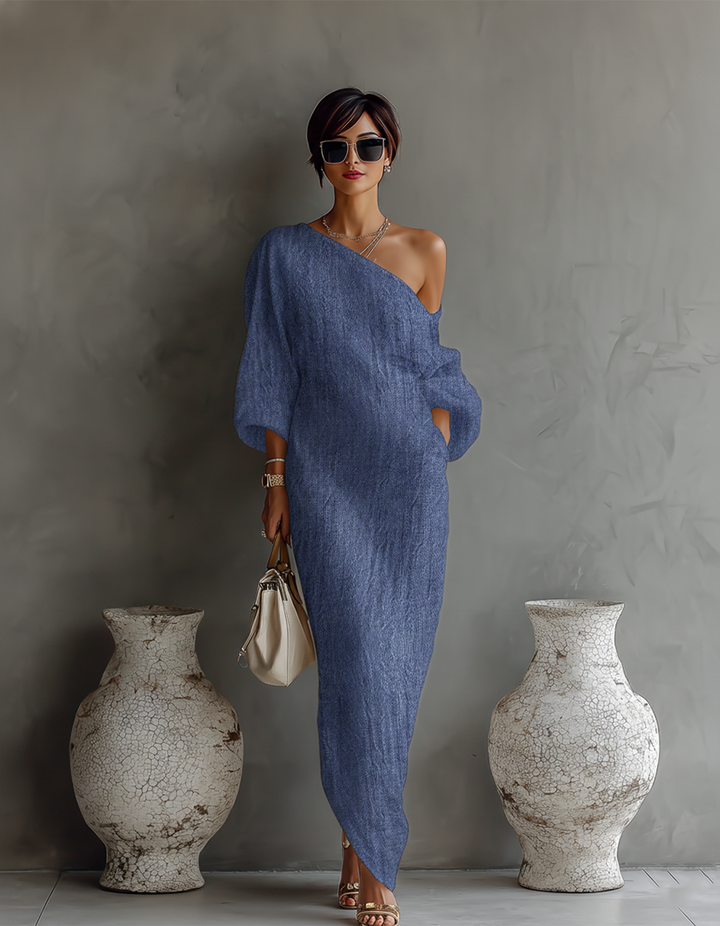 Demi | Ivory Linen Dress Off-Shoulder