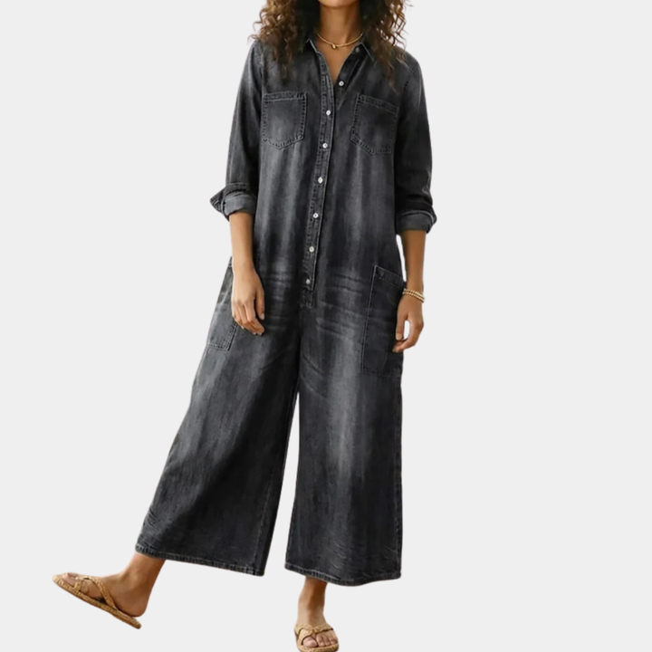 Diana | Vintage Denim Button Jumpsuit