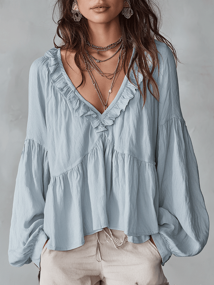 Laurie | Airy Vintage-Inspired Ruffle Soft Ruffle Bohemian Blouse