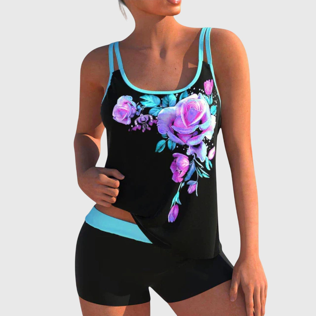 Flora | Floral Tankini with Shorts, Tummy Control Effect