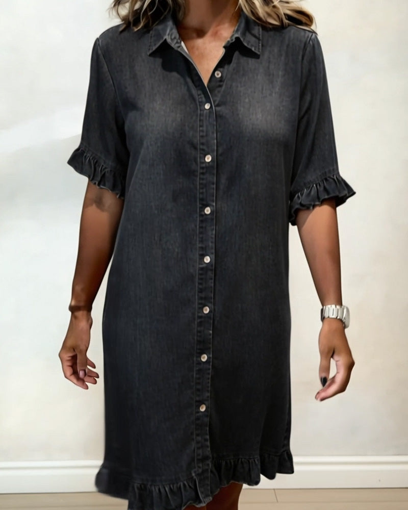 Veronica | Comfortable Denim Dress with Flattering Rubbing