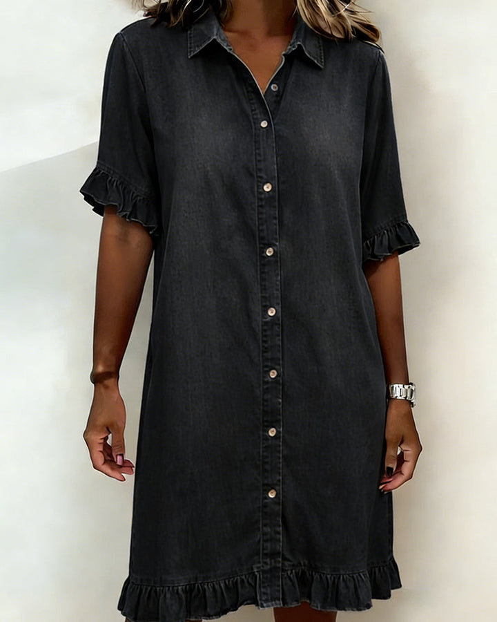 Veronica | Comfortable Denim Dress with Flattering Rubbing