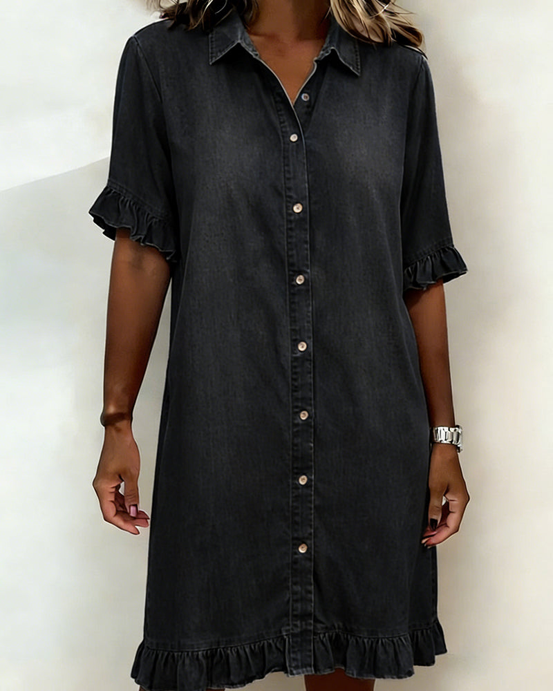 Vanessa | Comfortable Denim Dress with Flattering Ruching