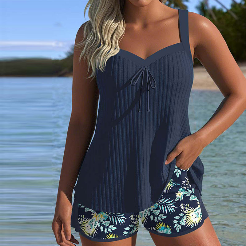 Lana | Striped tankini with matching beach shorts in two pieces
