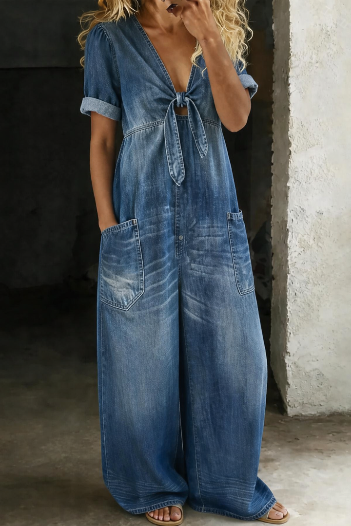 Maya | Denim Jumpsuit with V-Neck