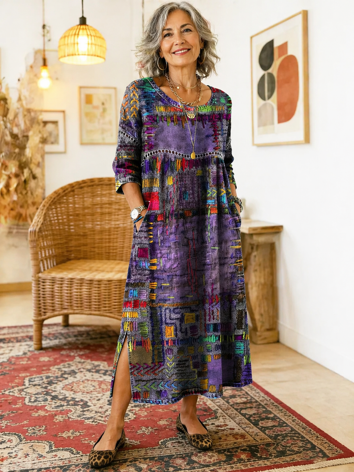 Moira  | Denim Dress with Ethnic Patchwork