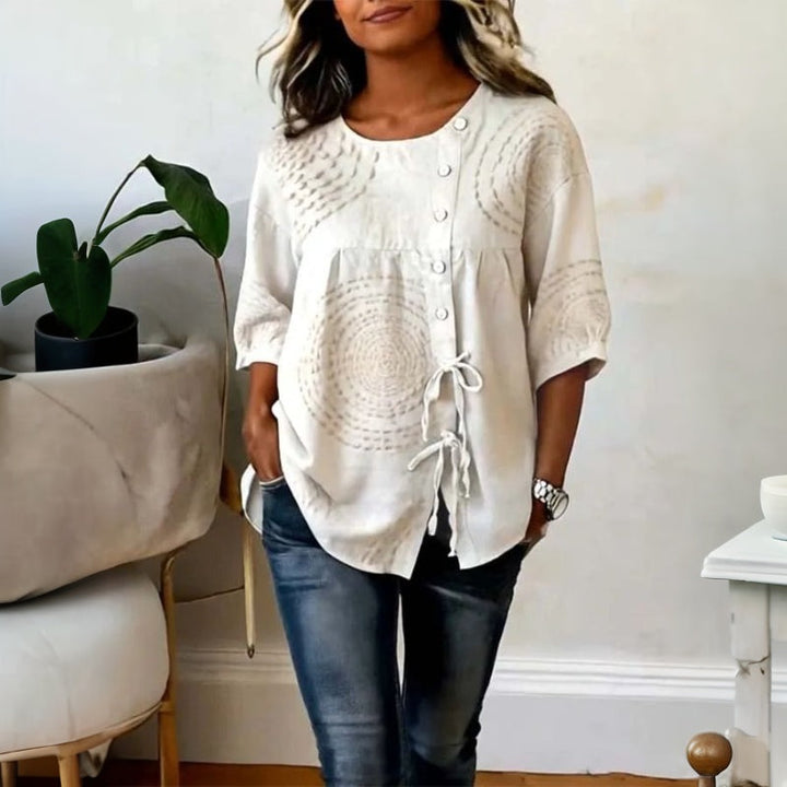 Élodie | Casual Vintage Printed Blouse