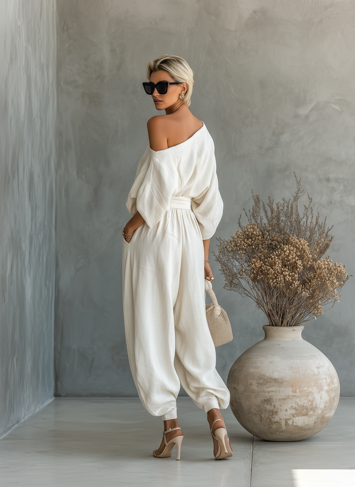 Trina | Luxe Linen One-Shoulder Set