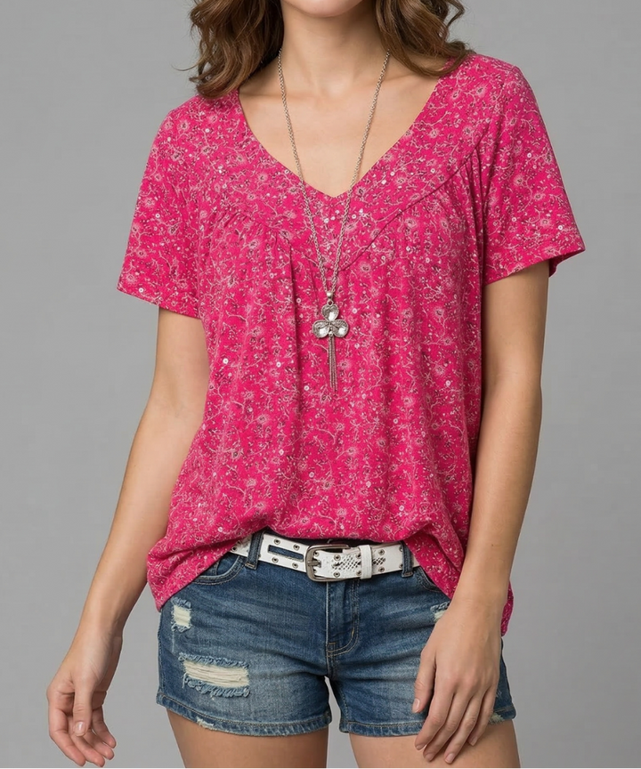 Trisha | Floral V-neck T-shirt