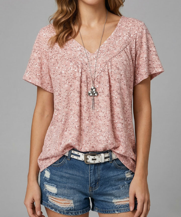 Trisha | Floral V-neck T-shirt