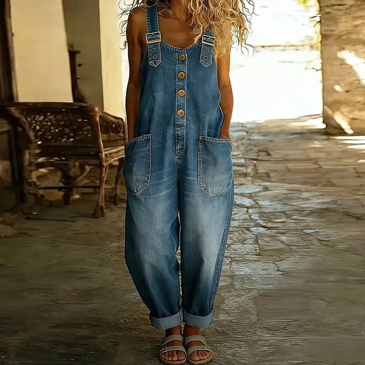 Mae | Vintage soft cotton denim effect overalls
