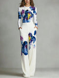 Sienna | Color-Blocked Crew Neck Top and Trousers Set