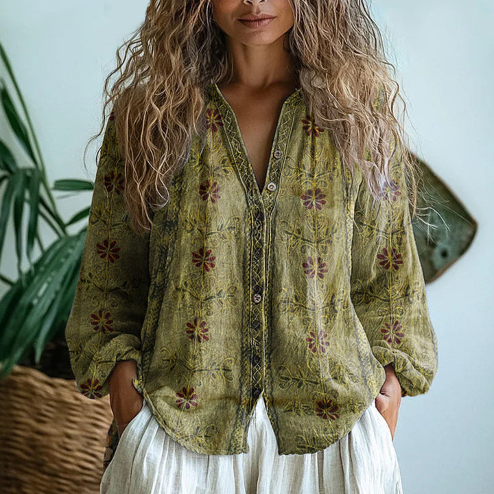 Alexandra | Retro Printed Blouse