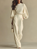 Hannah | Ribbed Set with Wide Pants