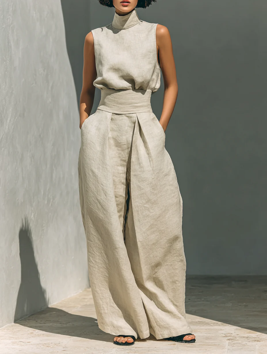 Dorothy | Beige Cotton-Linen Two-Piece Set