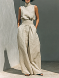 Dorothy | Beige Cotton-Linen Two-Piece Set