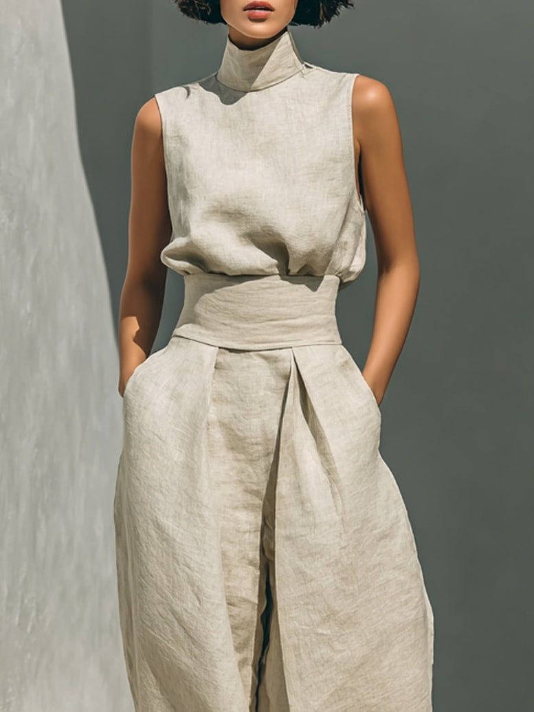 Dorothy | Beige Cotton-Linen Two-Piece Set