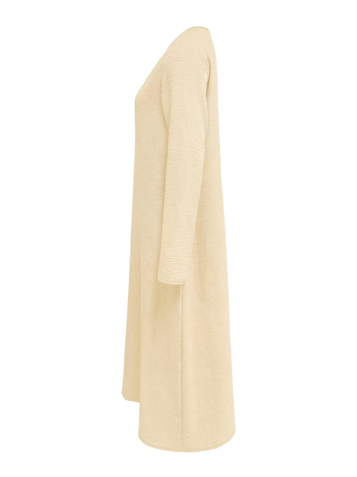 Clarisse | Women's V-neck Long Sleeve Solid Color Casual Loose Dress