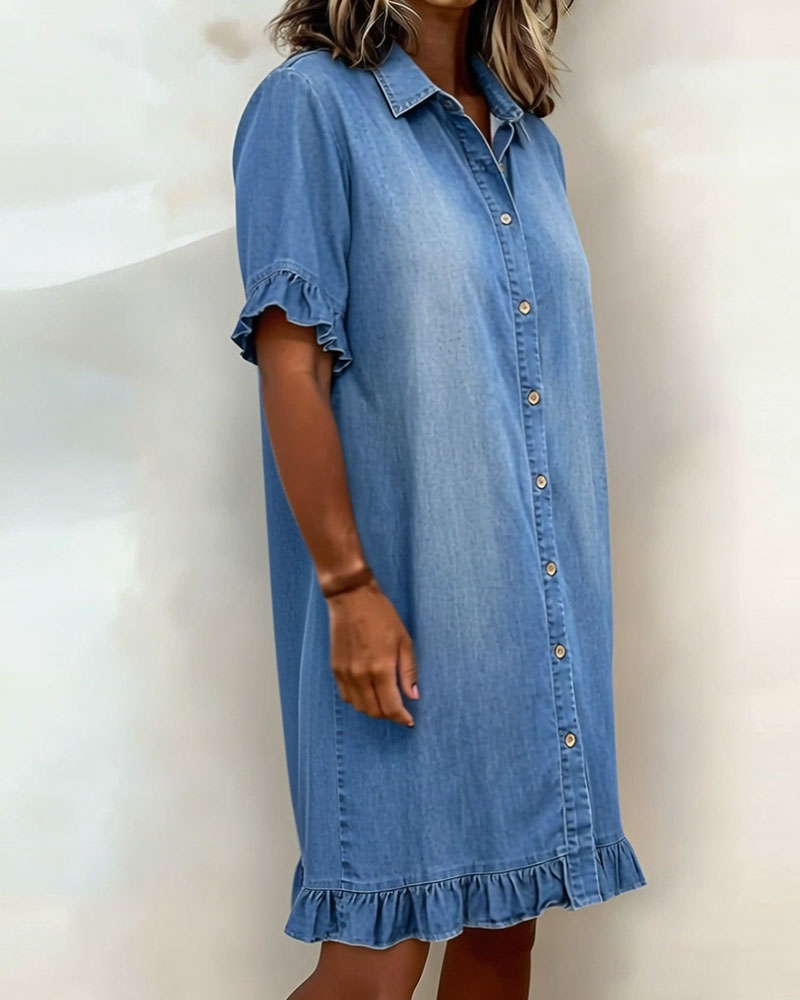 Veronica | Comfortable Denim Dress with Flattering Rubbing