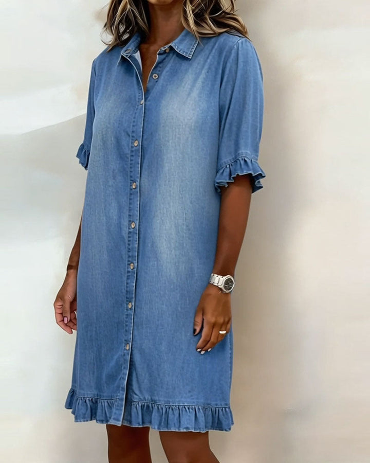 Veronica | Comfortable Denim Dress with Flattering Rubbing