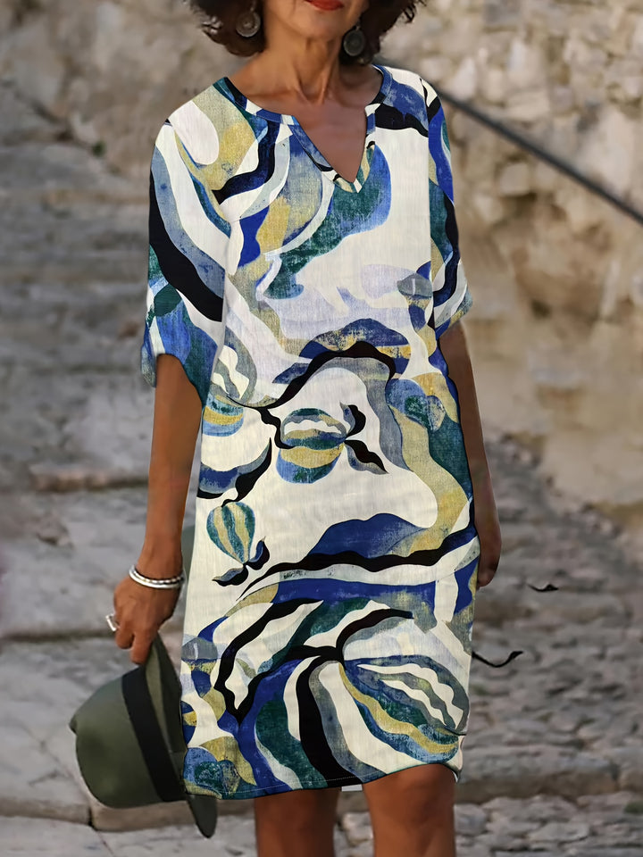 Pauleen | Printed V-Neck Midi Dress