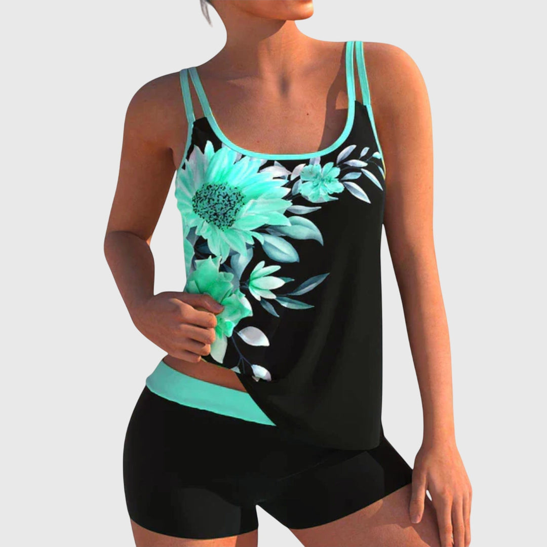 Flora | Floral Tankini with Shorts, Tummy Control Effect