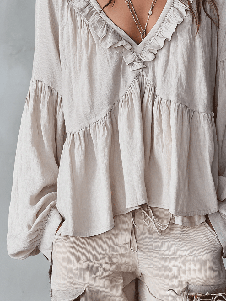Laurie | Airy Vintage-Inspired Ruffle Soft Ruffle Bohemian Blouse