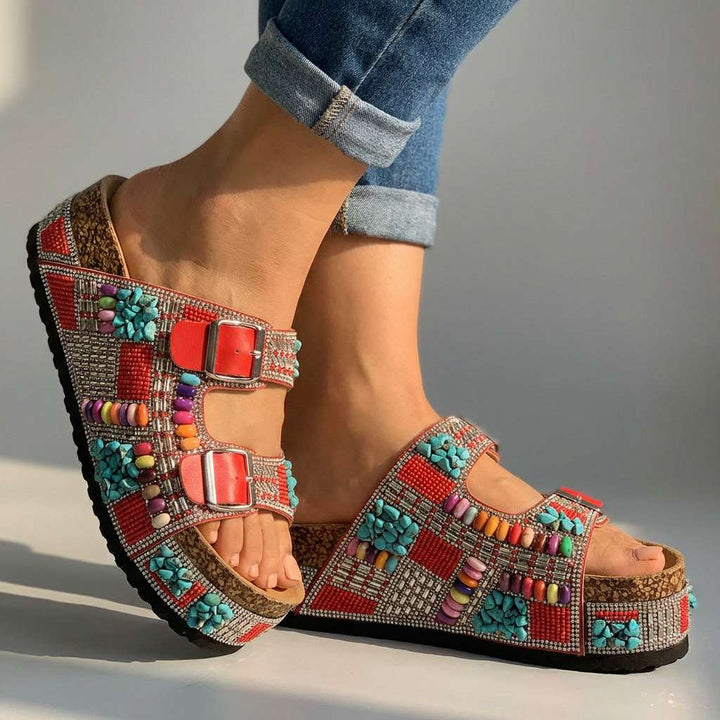 Suzel | Beaded Platform Slides