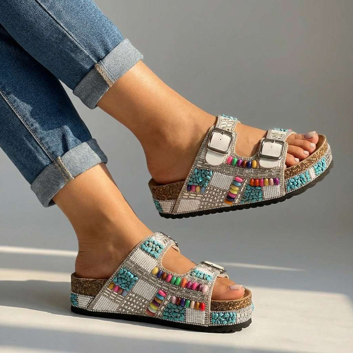 Suzel | Beaded Platform Slides