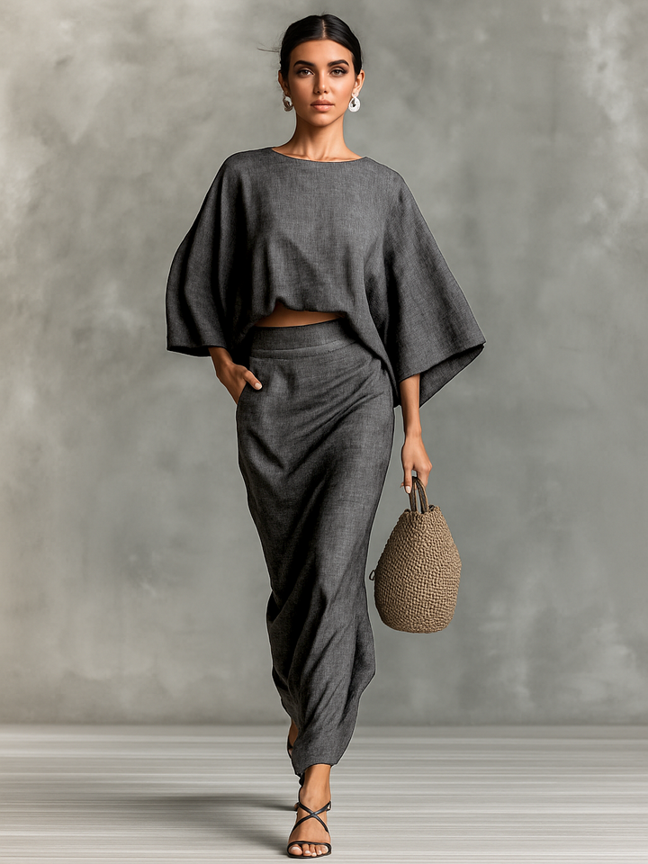 Kim | Cotton Linen Set Skirt