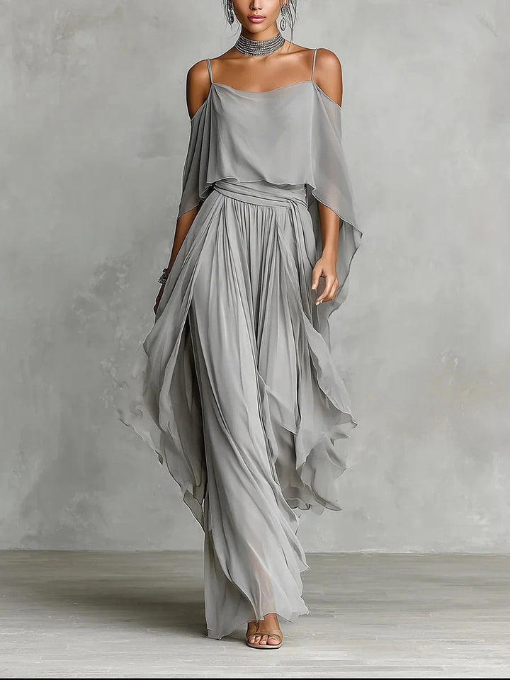 Marisa | Layered Cold Shoulder Wide Leg Set