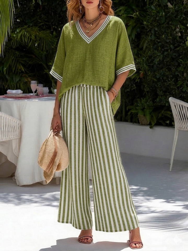 Alora | Striped Linen Duo Set