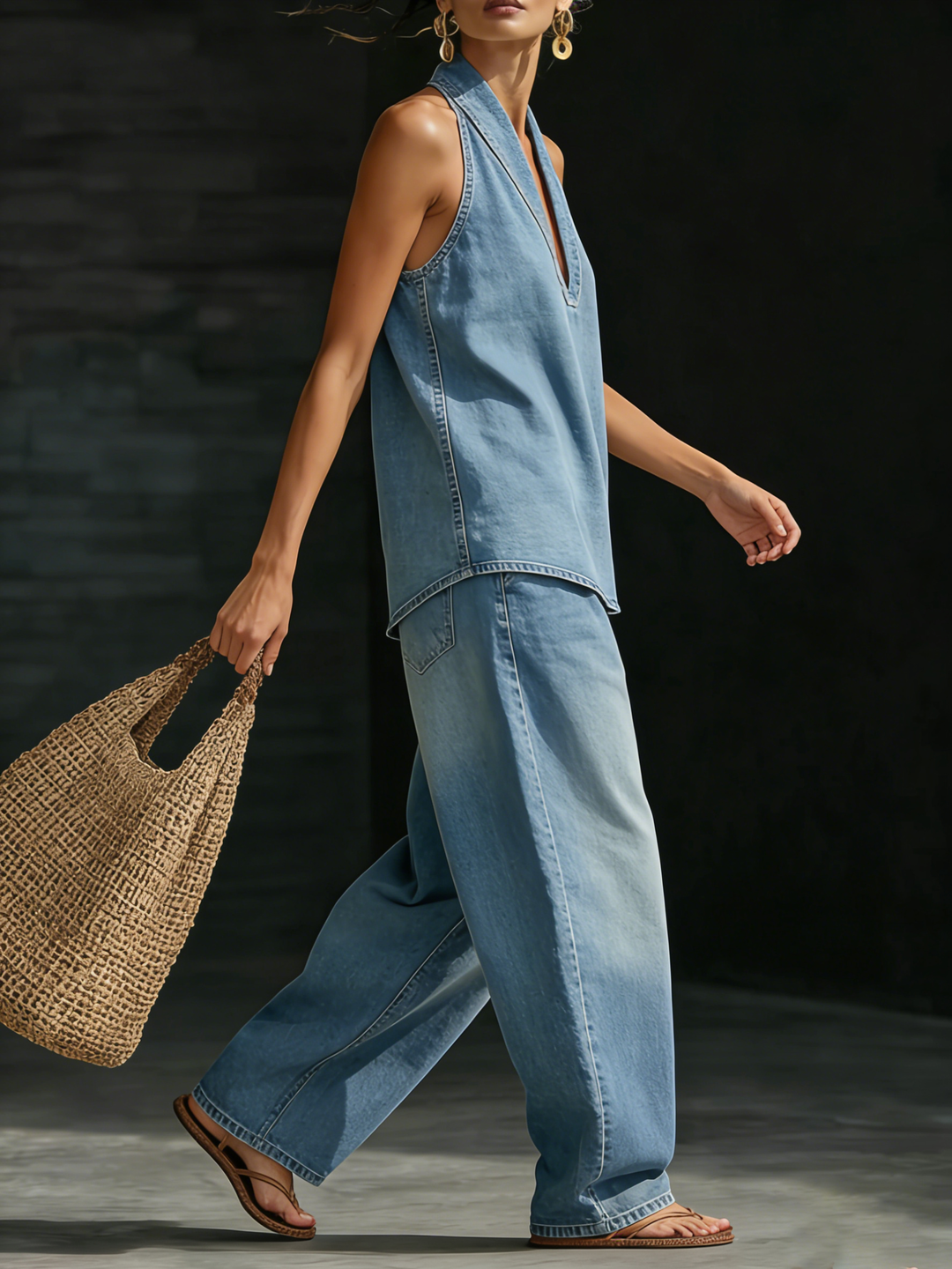 Mariette | Comfortable Minimalist Denim Two-Piece Set