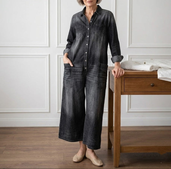 Diana | Vintage Denim Button Jumpsuit